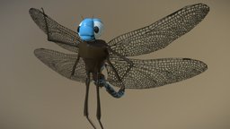 Cartoon Dragonfly insect, bug, dragonfly, wings, friendly, bugs, bugslife, darner, substancepainter, substance, maya, cartoon, blue, dragon