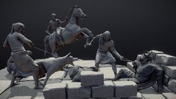 Pawn Mate square, european, soldier, medieval, board, flight, mate, pawn, diorama, king, statue, peasant, peasants, stone, chess, knight
