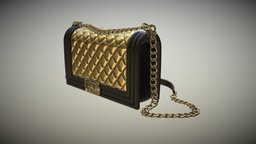 Chanel Purse Black/Gold leather, boy, luxury, women, bag, shoes, purse, louis, woman, shoulder, handbag, golden, prada, chanel, vuitton, lv, gucci, fendi, shoulderbag, girl, black, hand, gold