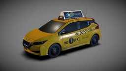 Nissan Leaf Taxi nissan, cab, taxi, leaf, midpoly, yellowcab, 3d, 3dsmax, vehicle, substance-painter, car, electric