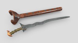 Kalis Sword Low Poly PBR Realistic people, vr, ar, realistic, indonesia, sulawesi, java, islands, filipino, maluku, weapon, asset, game, 3d, low, poly, sword, dagger, tagalog, maguindanao, sama-bajau, maranao