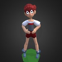 Cartoon_girl1 cute, paint, kawaii, girl, cartoon, blender, low, poly