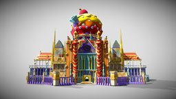 cartoon castle park castle building model castle, exterior, park, hut, blueprint, amusement, architecture, cartoon, house, building
