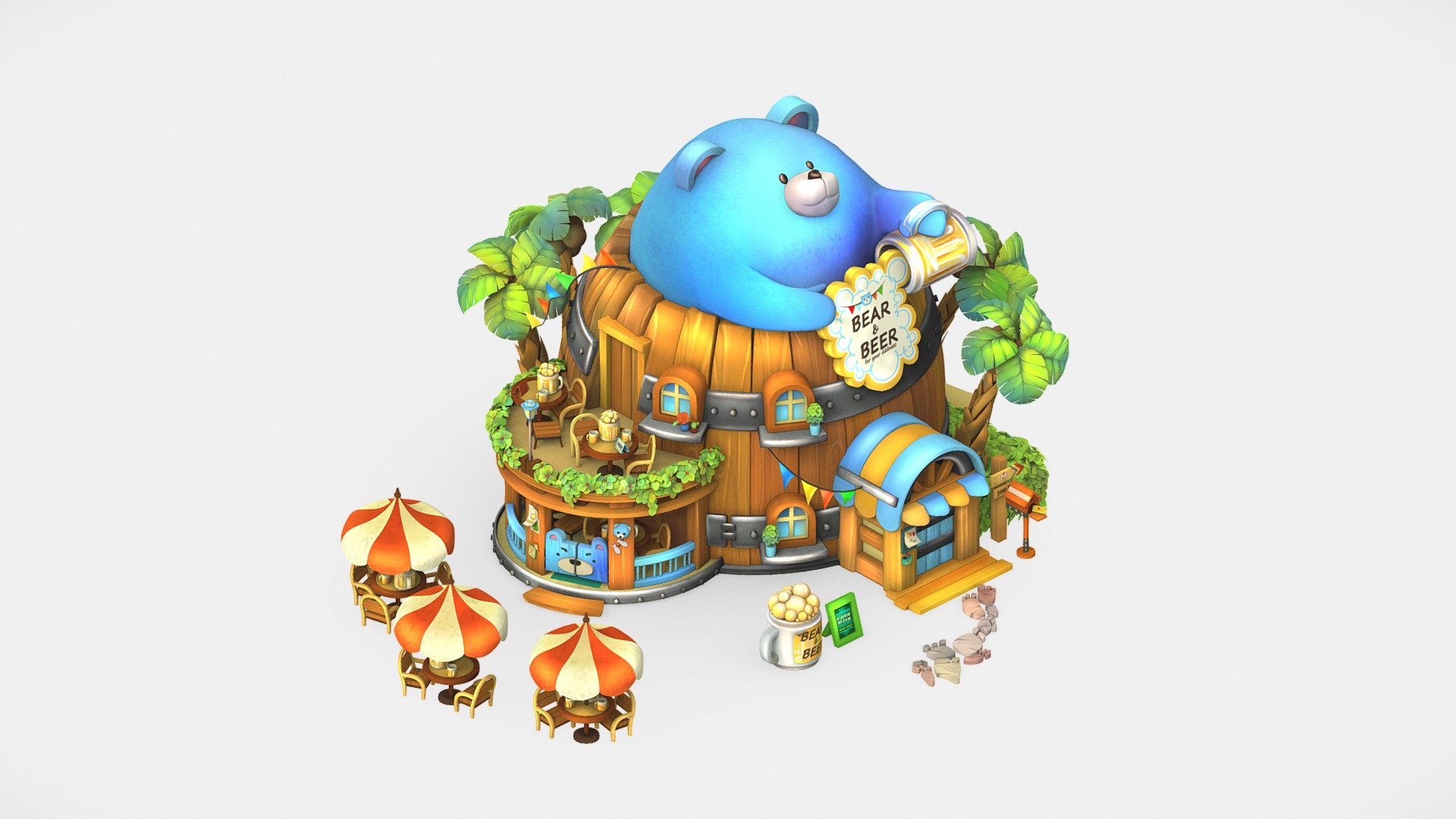 Cute bear and beer bar on a small island, hand-painted in 3D Coat and modeled in Blender 🍻🍺🧸

Model based on a amazing 2d concept by EK Um:https://www.artstation.com/artwork/rbRP6

I hope you like it !) - BEAR&BEER - 3D model by Alexaris (@sasha_grishchenkova) 3d model