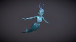 Mermaid fish, underwater, legendary, mermaid, fbx, scales, water, woman, magical, siren, mythological, folklore, fairytale, sirena, lore, glb, girl, blender3d, female, creature, blue
