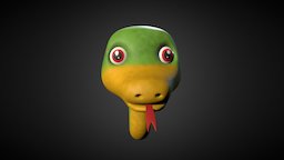 Cartoon Snake cute, kid, toy, viper, venom, cobra, snake, python, zoo, badass, emerald, reptile, toons, boa, anaconda, maya, character, cartoon, 3d, lowpoly, model, animal, funny