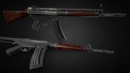 HK33 CETME rifle, classic, heckler, koch, hk, g3, combat, battle, assaultrifle, hk33, weapon, wood, gun, war, cetme