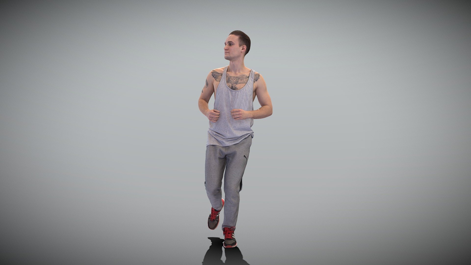 This is a true human size and detailed model of a sporty handsome young man of Caucasian appearance dressed in a sportswear. The model is captured in a casual pose to be perfectly matching to various architectural and product visualizations as a background, mid-sized or close-up character on a sport ground, gym, park, VR/AR content, etc.

Technical specifications:


digital double 3d scan model
150k &amp; 30k triangles | double triangulated
high-poly model (.ztl tool with 5 subdivisions) clean and retopologized automatically via ZRemesher
sufficiently clean
PBR textures 8K resolution: Diffuse, Normal, Specular maps
non-overlapping UV map
no extra plugins are required for this model

Download package includes a Cinema 4D project file with Redshift shader, OBJ, FBX, STL files, which are applicable for 3ds Max, Maya, Unreal Engine, Unity, Blender, etc. All the textures you will find in the “Tex” folder, included into the main archive.

3D EVERYTHING

Stand with Ukraine! - Running young man 388 - Buy Royalty Free 3D model by deep3dstudio 3d model