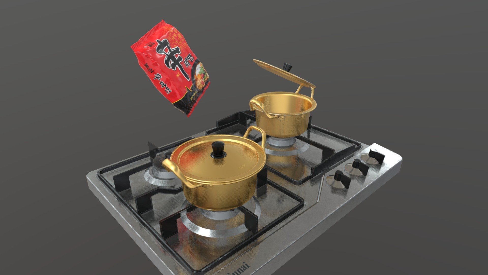 4 shaders - korean ramyun pot with shin-ramyun - Buy Royalty Free 3D model by clon6767 3d model