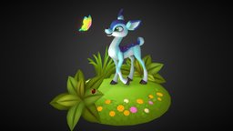 Fawn cute, 3dart, deer, fawn, optimised, handpainted, lowpoly, animal, fantasy