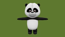 Panda bear, cute, panda, handpainted, lowpoly