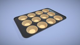 Nonstick 12-cup Muffin and Cupcake Pan food, baking, rectangular, household, mold, bake, dozen, cooking, kitchenware, muffins, cupcakes, black, bakeware, muffin-tin, nonstick, pan-tray, cupcake-paper, cupcake-tray