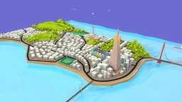 Cartoon Low Poly San Francisco Island urban, gamedesign, sf, island, cityscene, sanfrancisco, map, california, cityscape, illustration, antonmoek, low-poly, cartoon, game, lowpoly, gameart, low, poly, usa, city, cinema4d, c4d