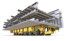 Trailer For Shipyard marine, platform, trailer, heavy, transporter, industry, facilities, shipping, realistic, machine, port, terminal, shipyard, flatbed, load, harbor, ship, factory, industrial, sea, boat