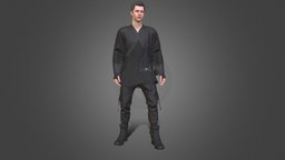 Man in Military Outfit 6 body, hair, suit, tshirt, shirt, warrior, fighter, jacket, clothes, pants, shoes, boots, head, uniform, martial, robe, outfit, character, 3d, model, man, military, female, male, modular, clothing