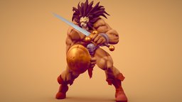 Leo the Lion Barbarian sculpt, fanart, cat, videogame, muscle, barbarian, anthro, lion, muscular, anthropomorphic, blender, sword, fantasy, shield, noai