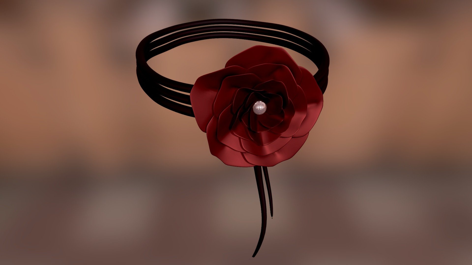 wrap around choker with elegant rose - Rose flower choker necklace - Buy Royalty Free 3D model by 4145K4N 3d model
