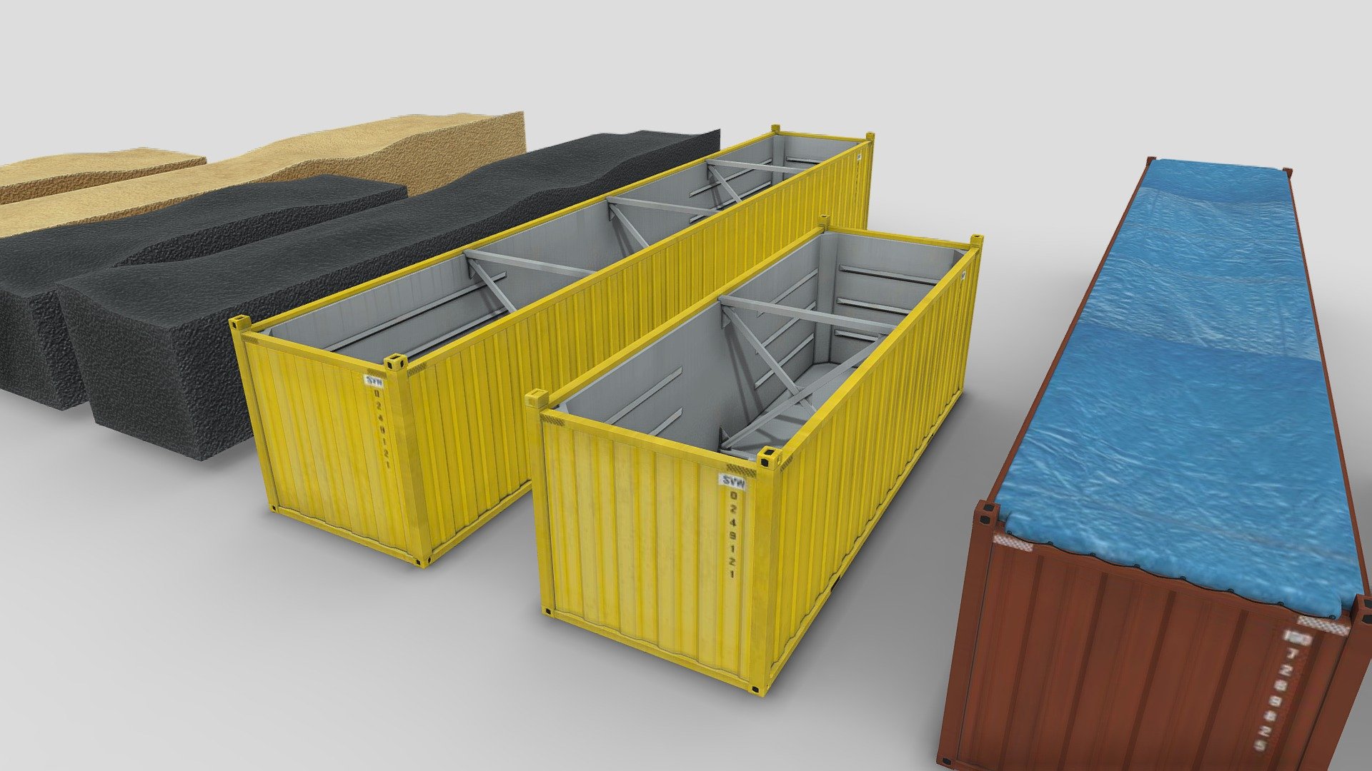 Hi my models have watermarks so I'm trying to protect my models from theft.

When you purchase my model, you will receive the entire project without water marks and textures in high quality.

Set Open Top Containers.

40ft and 20ft containers

4 color options.

2 goodы elements

Actual sizes of models.

Highly detailed model and texture in 2K

Ready for Games

Ready for near and far renders.
 - Open Top Containers - Buy Royalty Free 3D model by IgYerm (@IgorYerm) 3d model