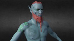 Kitzo character with braid and beard viking, elf, beard, brands, redhair, darkelf, braids, braid, beads, greeneyes, blueskin, beardbeads