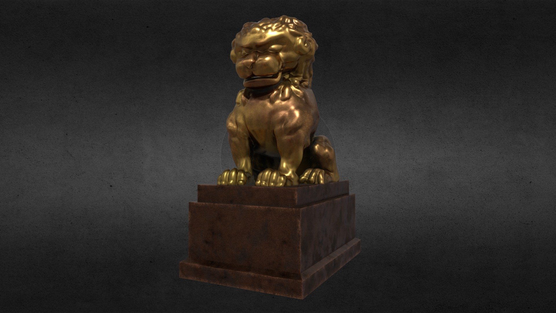 Chinese lion statue (sculpture) - Lion statue - 3D model by denluck 3d model