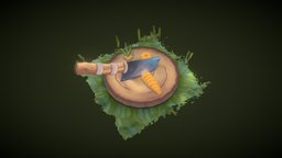 Handpainted Cutting Knife green, food, grass, knife, handpainted, game, wood, stylized