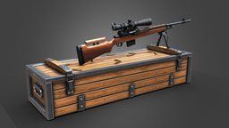 SniperRifle sniper, sniper-rifle, game-asset, paitner, substance, weapon, blender, pbr