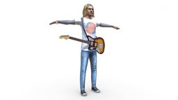Kurt Cobain guitar, fender, converse, kurt, cobain, lowpoly, low, poly