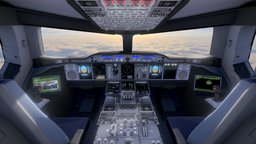 Airbus A380 Cockpit Flight Deck flying, games, boeing, airplane, airliner, flight, cockpit, aircraft, jet, airbus, commercial, airline, passenger, 380, cockpit-chair, a380, flightdeck, airbus-a380, flightsim, lowpoly, interior, gameready, cockpit-parts, flightsimulator, cockpit-panel, a380-800, a380-1000, noai