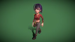 Cartoon girl steampunk, shading, 8ktextures, rigged-character, character, girl, cartoon, game, stylized, rigged, charactergirl