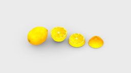 Cartoon fruit drink, food, fruit, orange, eat, juice, lemon, acid, juicy, lowpolymodel, handpainted