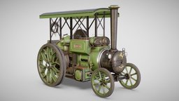 Steam Tractor plant, train, field, transportation, plants, locomotive, wheels, b3d, vintage, retro, country, vr, ar, dirty, metal, tractor, farm, realistic, old, engine, smoke, farming, vapor, blender, pbr, steam, smokebox