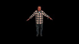 Paul Body Scan angry, grand, big, heritage, jeans, old, ripped, bald, grandfather, overweight, flannel, man, human, male, , ripped-denim