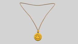 Tribal Cord Necklace tribal, pendant, brown, necklace, cord, pbr, low, poly, female, male, gold