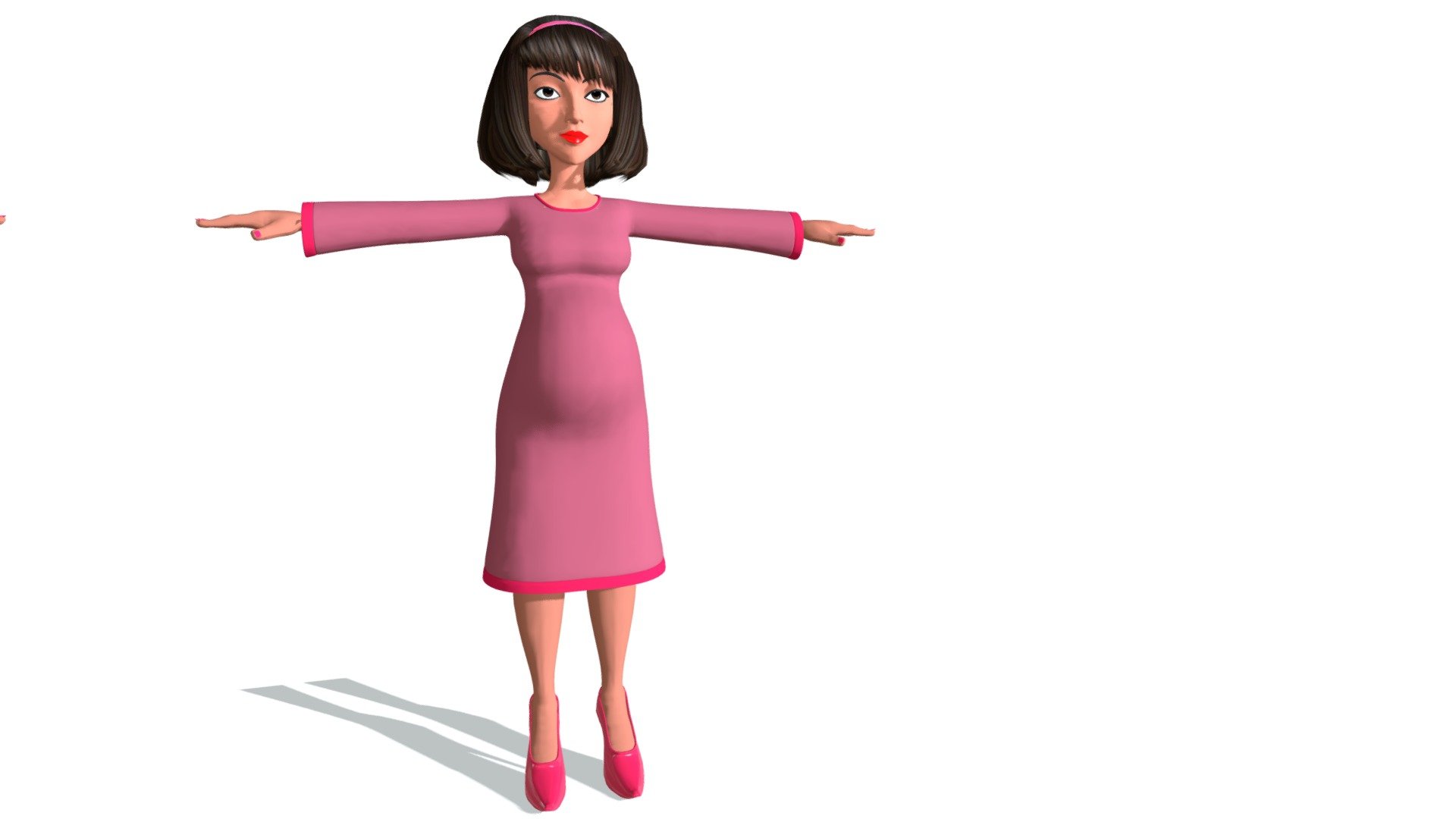 3d model of cartoon pregnant woman 3d model