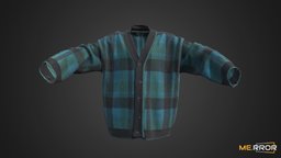 Green Check Cardigan fashion, ar, woman, knitted, checkered, uni, cardigan, photogrammetry, 3d, 3dscan, man, female, male, winterwear, winter-clothes, checkpattern, noai, woman_fashion, womanfashion, female_fashion, man_fashion, manfashion, male_fashion, uni_fashion
