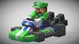 Mario Kart nintendo, mob, creeper, racecar, gocart, pixel-art, cem, blockbench, low-poly, minecraft, voxel, racing, car, mario, modelengine, mythicmobs, itemsadder, optfine