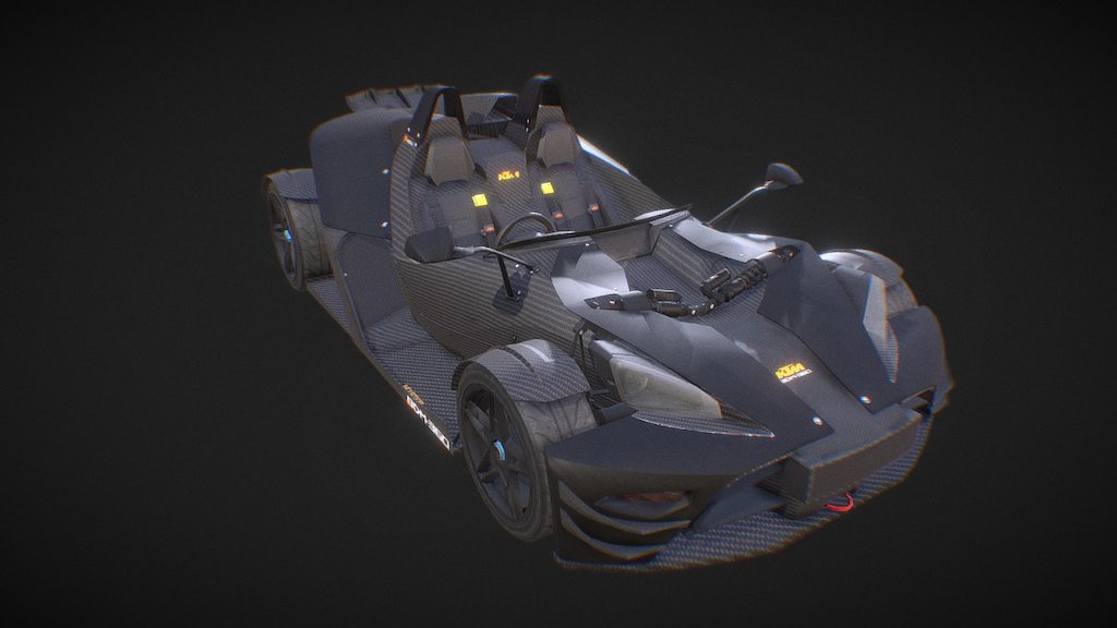 The world's first production car with a full carbon composite monocoque. Produced by carbon-fibre specialist Wetjhe the monocoque weghs just 80 kg yet has exceptional safety levels. Aerodynamics derived from open-wheel racing, jointly developed by KTM Technologies and Dallara produces 100 kg of down force at 200 km/h, allowing up to 2 G of lateral acceleration - superior to any other street-legal car.

Featured in one of open-wheel cars on GRID 2 video game developed and published by Codemasters for PlayStation, Xbox &amp; PC - KTM X-BOW - 3D model by KOMODOZ 3d model