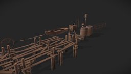 Cartoons Props medieval, props, gamejam, substancepainter, substance, cartoon, gameart, stylized, student, bridge, boat