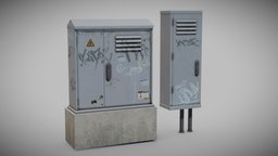 Street Fuse Box vfx, power, exterior, prop, unreal, america, alley, gamedev, box, ue4, fuse, fusebox, voltage, maya, unity, blender, pbr, lowpoly, street, electric, gameasst