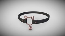 Choker Cat Rosé with Bell cat, leather, prop, punk, accessories, bell, goth, accessory, collar, props, worldofwarcraft, catears, sims4, sims, props-assets, props-game, choker, rosegold, pbr-texturing, stylizedmodel, vtuber, asset, game, pbr, blender3d, gameart, gameasset, stylized, gameready, bracelet, nomadsculpt, noai, catcirclet