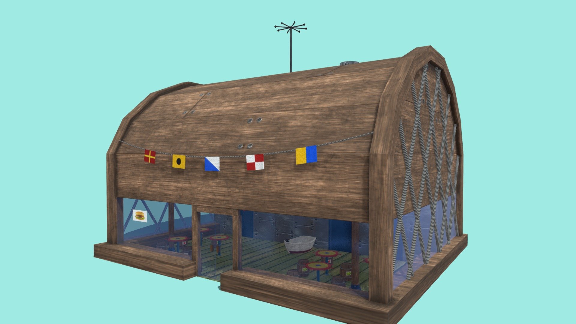 Krusty Krab restaurant of Sponge Bob cartoon - Krusty Krab - Buy Royalty Free 3D model by LucasPresoto 3d model