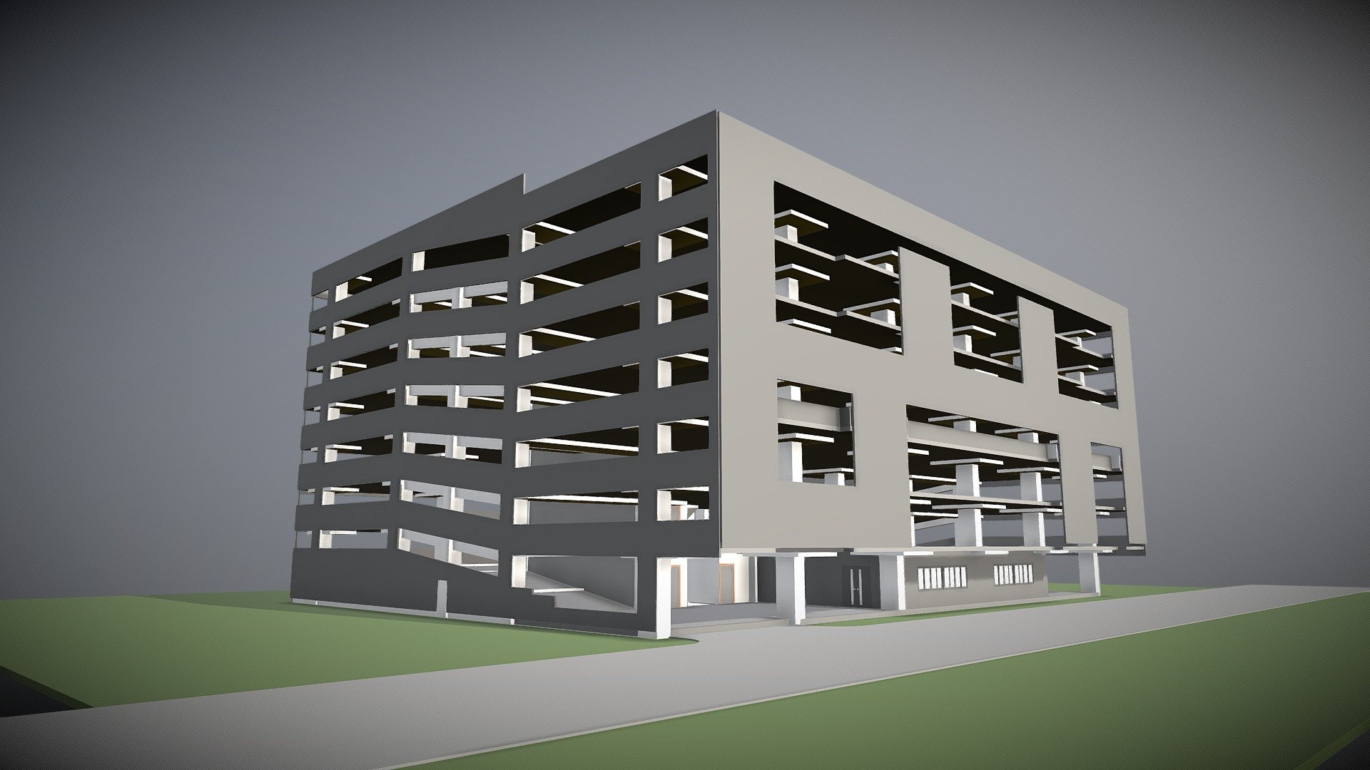 imported from REVIT file

edit by Blender
 - Parking building - Buy Royalty Free 3D model by Jinda (@jindaarch) 3d model