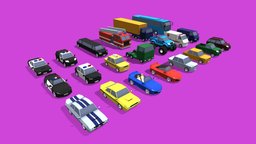 Free Low Poly Vehicles Pack police, truck, cars, suv, ambulance, van, pickup, bus, hatchback, taxi, sportscar, firetruck, musclecar, game-ready, monstertruck, bigfoot, limousine, police-car, policecar, truck-low-poly, low-poly, lowpoly, gameasset, car, gameready, suv-vehicle, sedan-car
