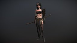 Demon Character assassin, katana, medieval, medievalfantasyscene, maya, character, substance-painter, female, fantasy, dragon