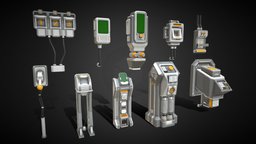 SCI-FI Switches power, socket, control, switch, energy, electricity, wire, tool, station, lever, elevator, cable, fuse, fusebox, lightswitch, sci-fi, factory, interior, electric, industrial