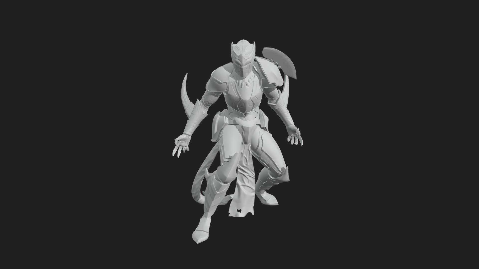 This scuplture is based on medival concept of black panther ceremonial armor from Wakanda 3d model