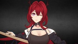 Arknights fanart, melee, animegirl, anime3d, animestyle, anime-character, kawaii-anime-girl, surtr, character, girl, female, sword, anime, arknights