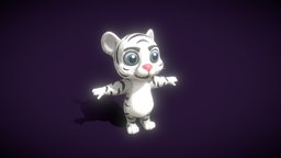 Cartoon White Tiger 3D Model cat, toon, tiger, white, wild, asia, mammal, big, predator, nature, white-tiger, big-cat, cartoon, stylized, wild-cat, cartoon-tiger, stylized-tiger, bipedal-tiger, panthera-tigris, cartoon-white-tiger