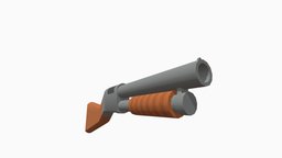 Cartoon Shotgun fps, classic, weapon, asset, game, lowpoly, low, poly, gameasset, shotgun, gun