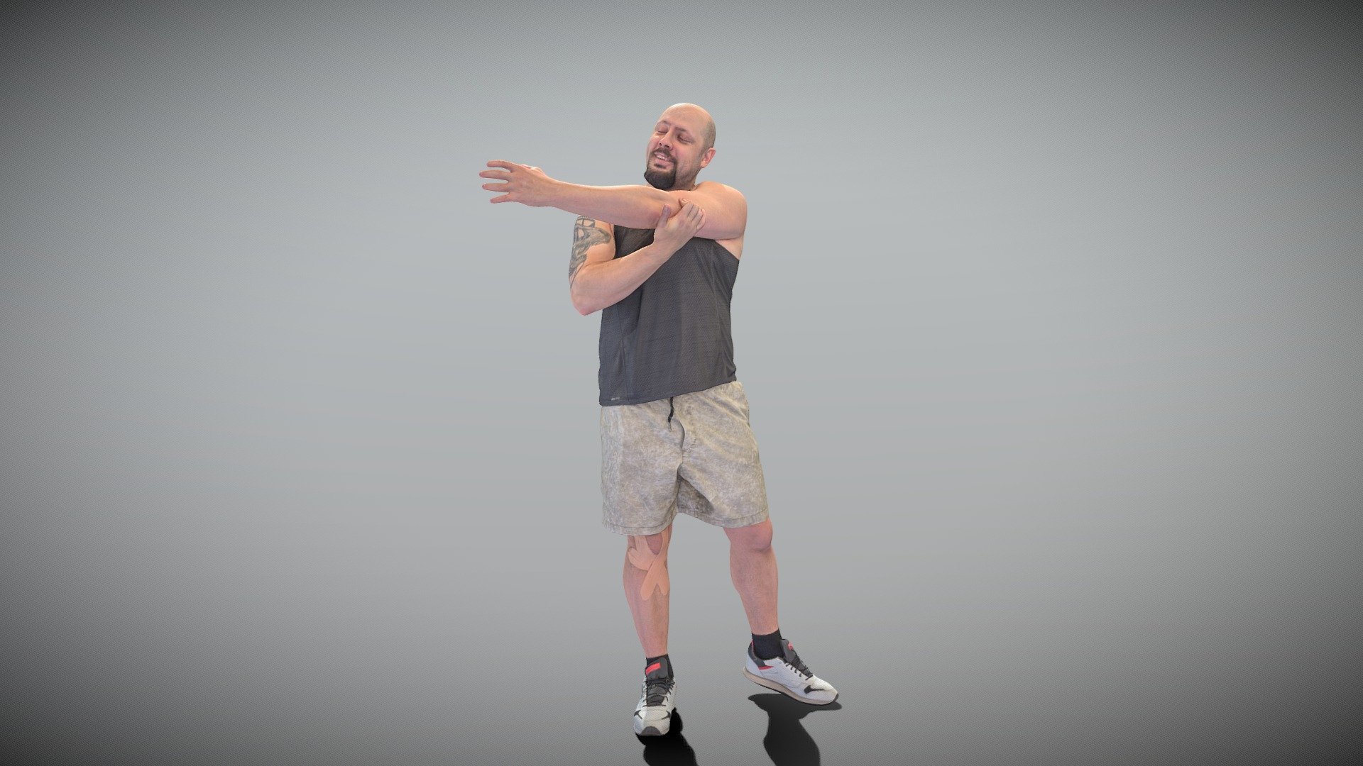 This is a true human size and detailed model of a sporty handsome young man of Caucasian appearance dressed in a sportswear. The model is captured in a casual pose to be perfectly matching to various architectural and product visualizations as a background, mid-sized or close-up character on a sport ground, gym, park, VR/AR content, etc.

Technical specifications:




digital double 3d scan model

150k &amp; 30k triangles | double triangulated

high-poly model (.ztl tool with 5 subdivisions) clean and retopologized automatically via ZRemesher

sufficiently clean

PBR textures 8K resolution: Diffuse, Normal, Specular maps

non-overlapping UV map

no extra plugins are required for this model

Download package includes a Cinema 4D project file with Redshift shader, OBJ, FBX, STL files, which are applicable for 3ds Max, Maya, Unreal Engine, Unity, Blender, etc. All the textures you will find in the “Tex” folder, included into the main archive.

3D EVERYTHING

Stand with Ukraine! - Bald man working out 433 - Buy Royalty Free 3D model by deep3dstudio 3d model